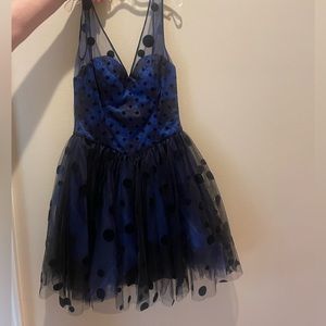 80s Custom Tulle Electric Blue Dress
